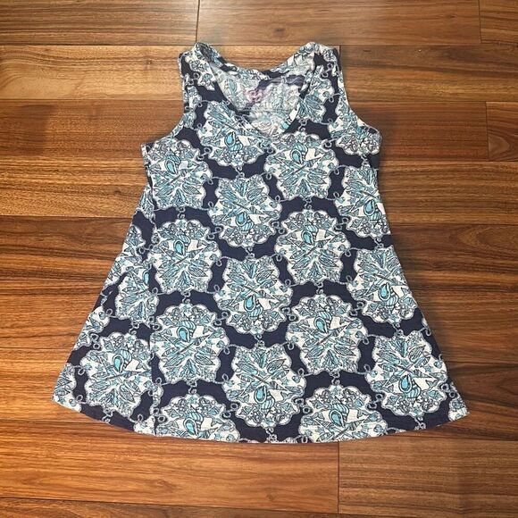 Lilly Pulitzer Gale Tunic Tank Top Hey Sailor Blue Cotton xSmall woman's shirt‎ - Picture 1 of 7